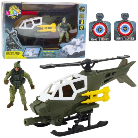 Zestaw Militarny Helikopter Wojskowy Figurka Żołnierza Broń