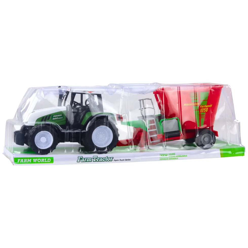 Traktor Rolniczy Farmerski Z Przyczepą Mieszalnik Paszy Zielony 50cm - obrazek 5