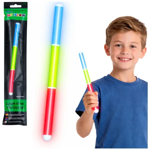 Pałka Trzykolorowa Fluorescencyjna Świeciąca W Ciemności Neon Stick 31,5 cm