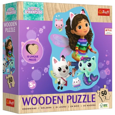 Puzzle - 50 Drewniane - Wesoła Gabi - Koci Domek Gabi - Trefl 20260