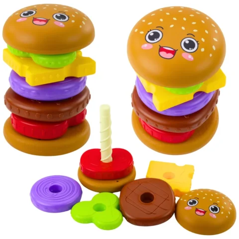 Układanka Piramida Hamburger Dla Dzieci Kolorowy 7 el.
