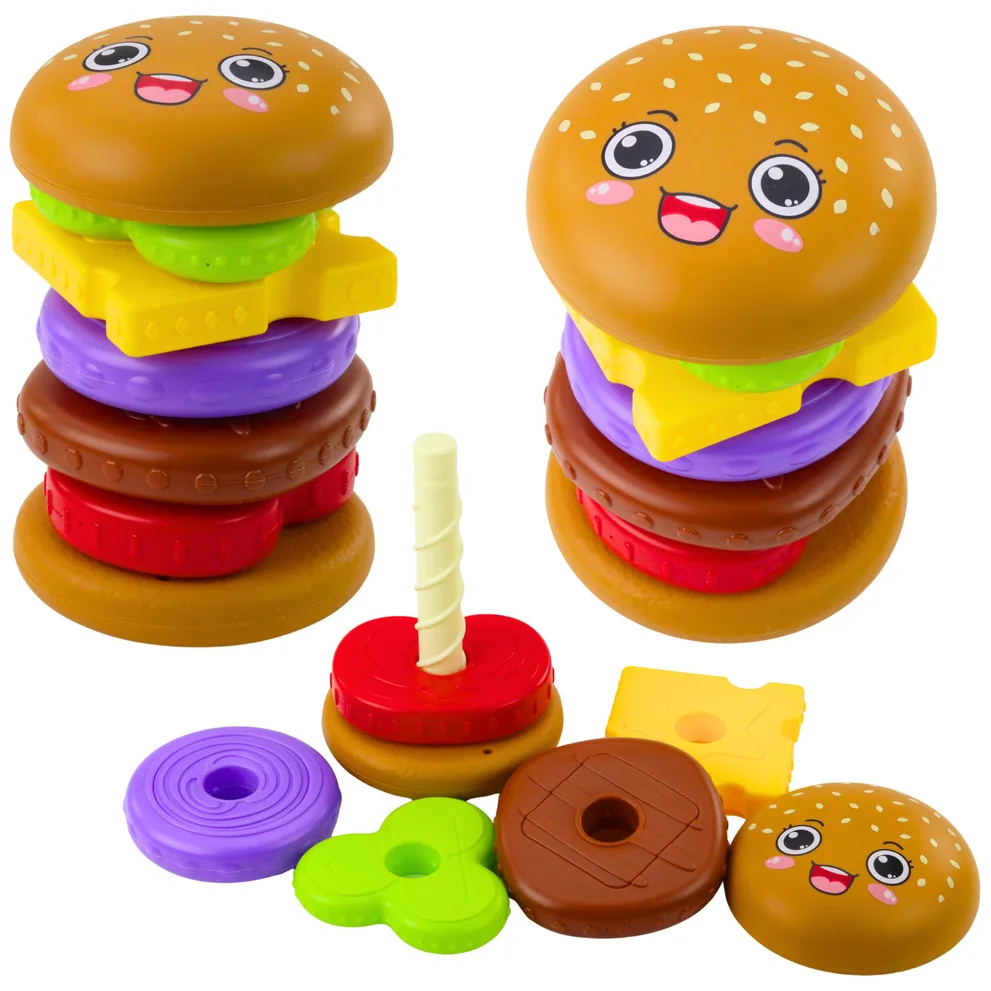 Układanka Piramida Hamburger Dla Dzieci Kolorowy 7 el.