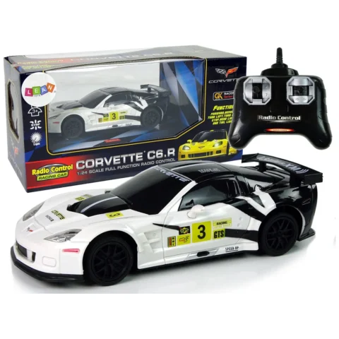 Auto Sportowe Wyścigowe  R/C 1:24 Corvette C6.R Biały 2.4 G Światła