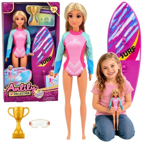 Lalka Anlily Surferka W Kombinezonie Z Deską Surfingową Akcesoria Zestaw