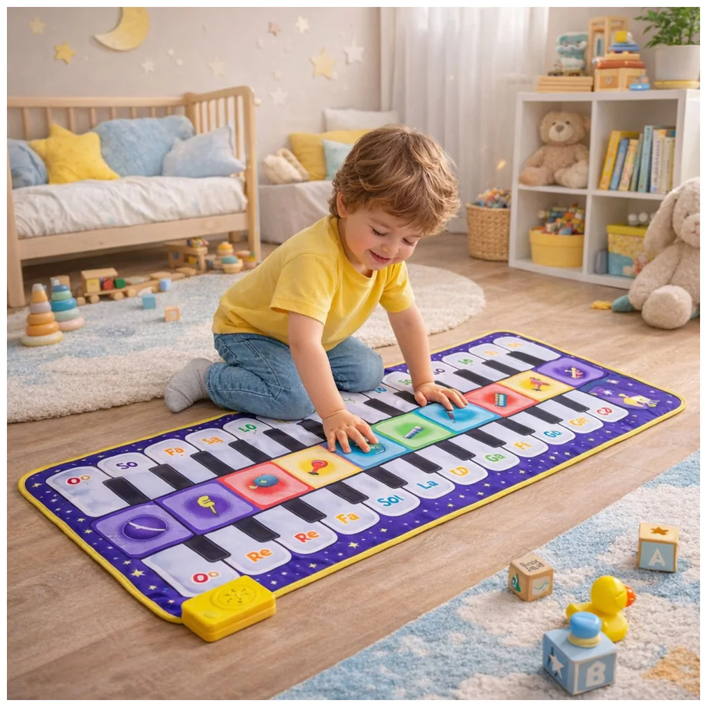 Muzyczna Mata Edukacyjna Taneczna Interaktywna Pianinko Kosmos 120 x 48 cm - obrazek 3