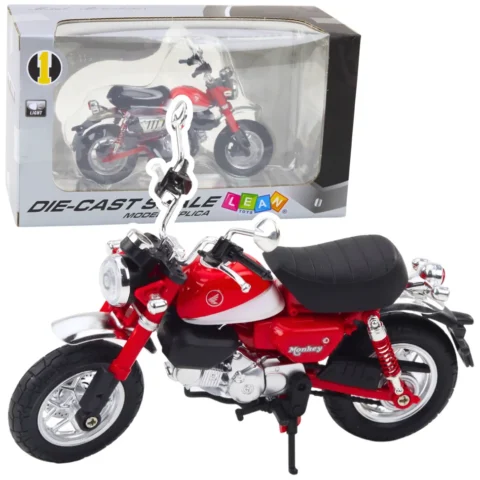 Motocykl Retro Klasyczny Metalowy Światła Czerwony 1:12