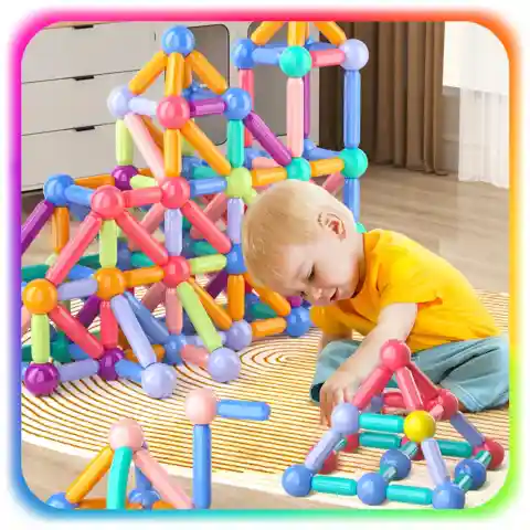 KLOCKI MAGNETYCZNE Konstrukcyjne 128el Patyczki Sticks Edukacyjne + Kuferek Stan opakowania: oryginalne