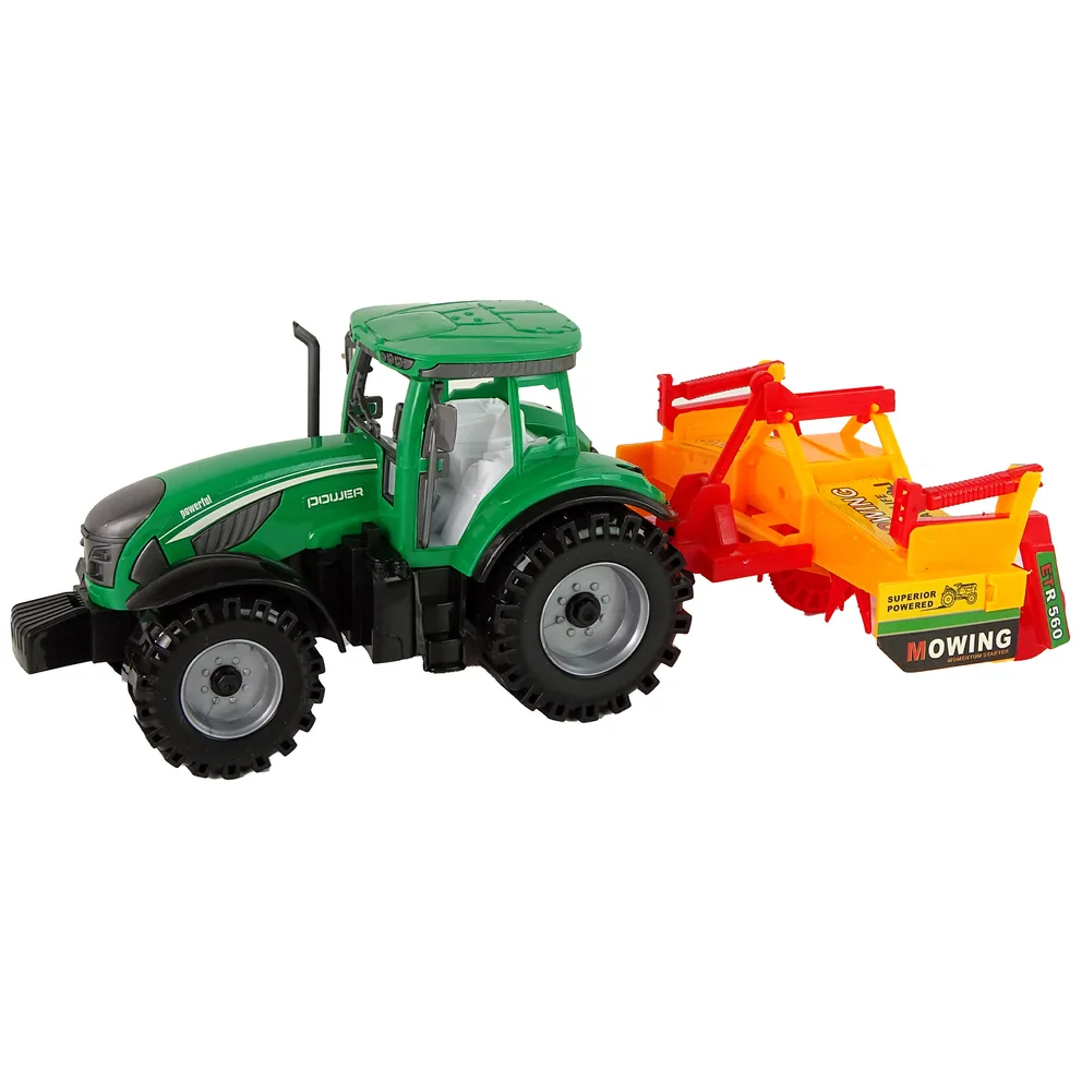 Zielony Traktor z Pomarańczowym Kultywatorem Napęd dla Dzieci - obrazek 2