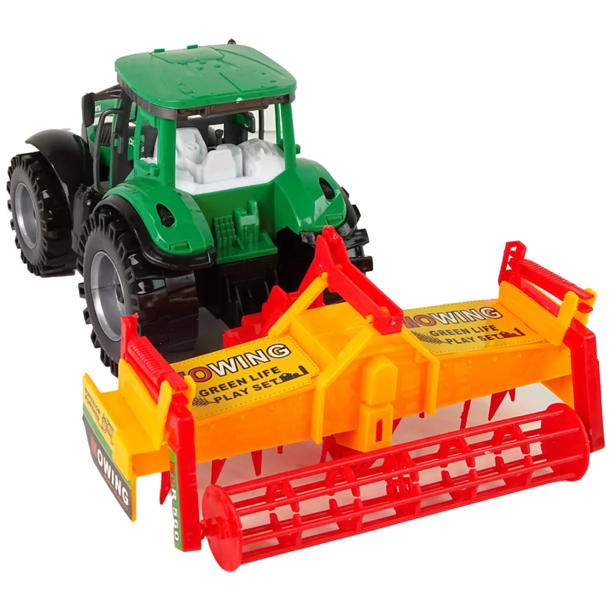 Zielony Traktor z Pomarańczowym Kultywatorem Napęd dla Dzieci - obrazek 4