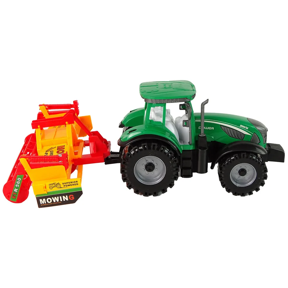 Zielony Traktor z Pomarańczowym Kultywatorem Napęd dla Dzieci - obrazek 5