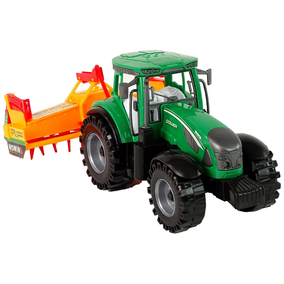 Zielony Traktor z Pomarańczowym Kultywatorem Napęd dla Dzieci - obrazek 6