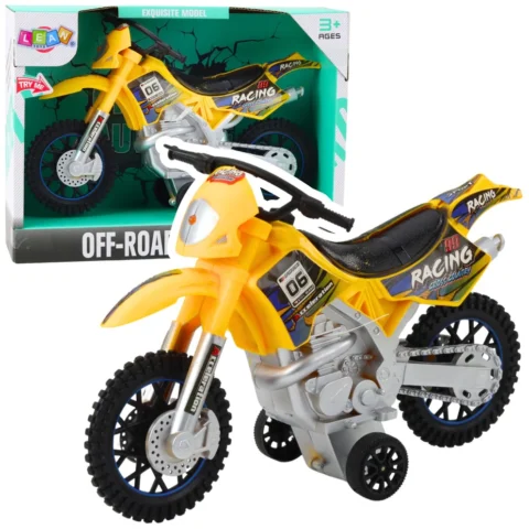 Motor Crossowy Off-Road Napęd Światła Dźwięki Żółty