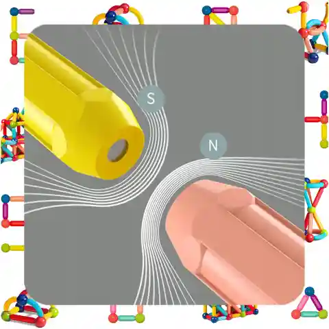 KLOCKI MAGNETYCZNE Konstrukcyjne 128el Patyczki Sticks Edukacyjne + Kuferek Wiek dziecka: 3 lata +