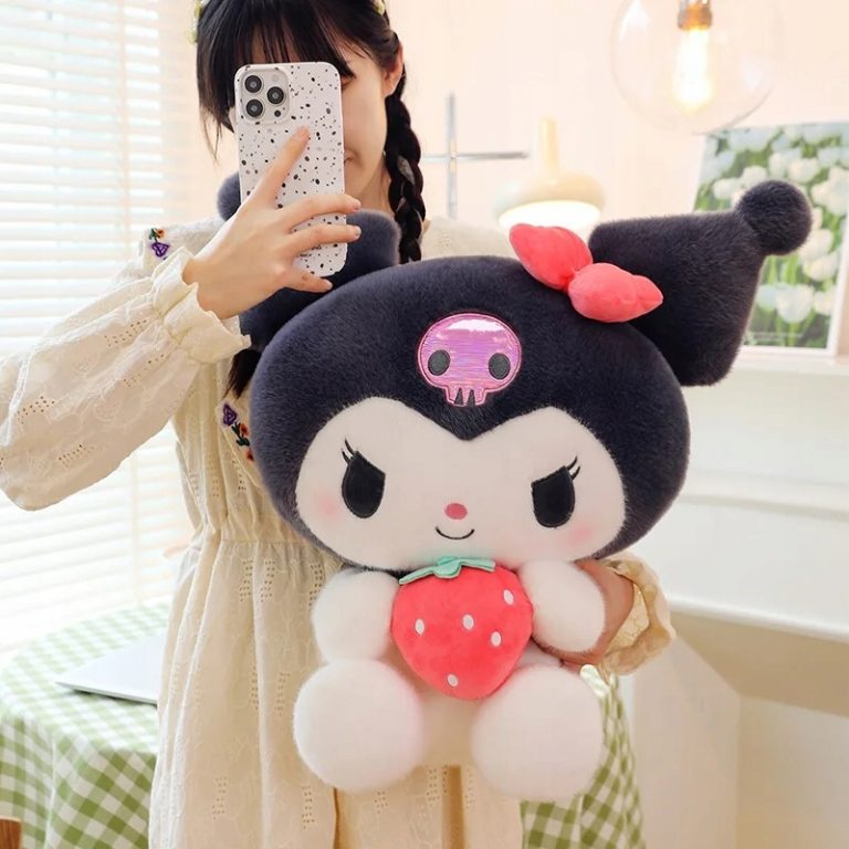 DUŻA WIELKA Maskotka Pluszowa Pluszak KUROMI Z TRUSKAWKĄ MY MELODY 50 CM Seria: Kuromi_Sanrio