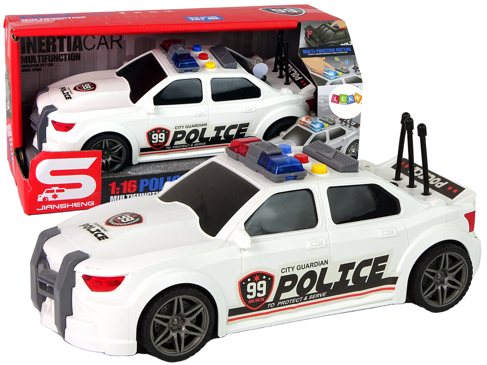 Auto Sportowe Otwierany Bagażnik Policja Światła Dźwięki Biały 1:16