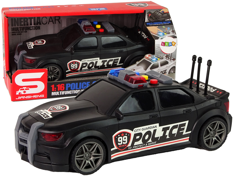 Auto Sportowe Otwierany Bagażnik Policja Światła Dźwięki Czarny 1:16