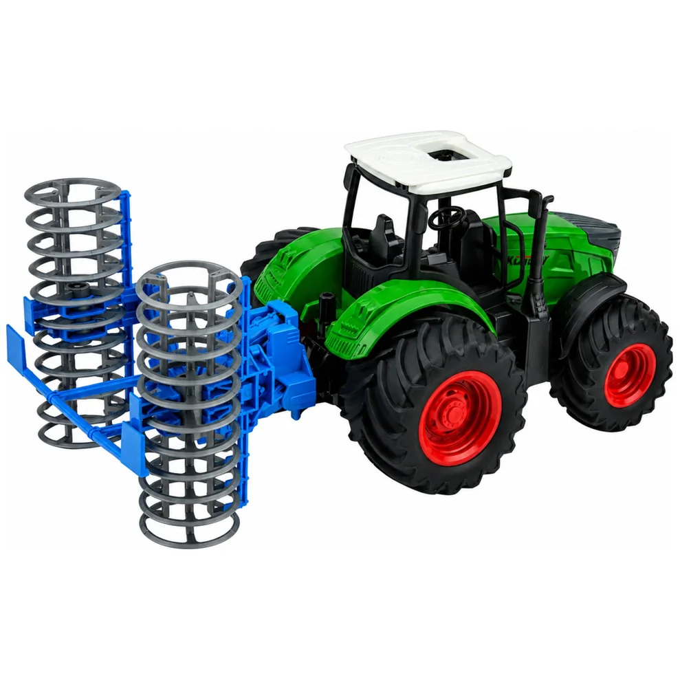 Traktor Rolniczy Farmerski Gospodarski z Wałem Uprawowym Zielony 1:24 - obrazek 3