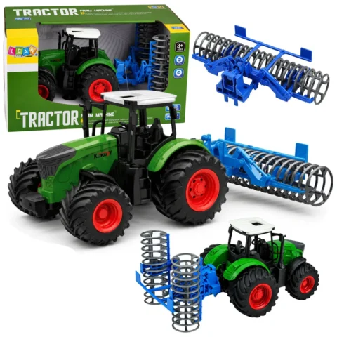 Traktor Rolniczy Farmerski Gospodarski z Wałem Uprawowym Zielony 1:24