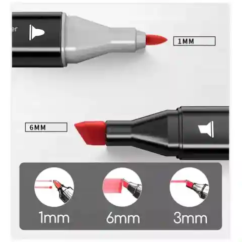 Markery alkoholowe DWUSTRONNE pisaki flamastry duży zestaw 168 szt + TORBA Kolor: wielokolorowy