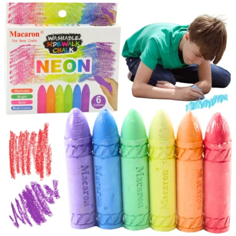 Kreda Kolorowa Neonowa Tablicowa Chodnikowa Zestaw 6 Szt