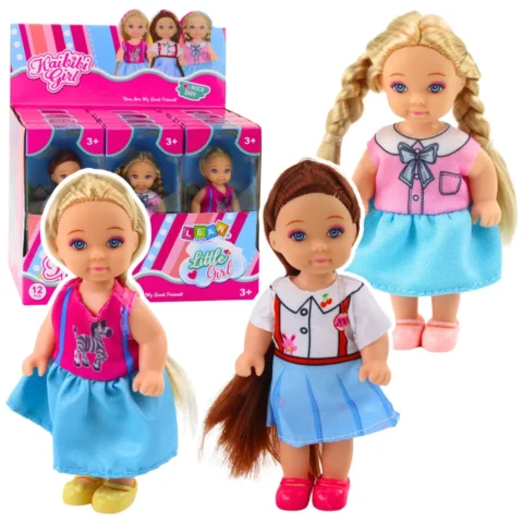 Mini Laleczka Kaibibi Długie Włosy Kolorowa Sukienka 12 cm Mix