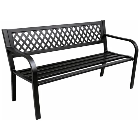 Ławka Ogrodowa Parkowa Taras Ogród Metalowa Oparcie Czarna 120 cm
