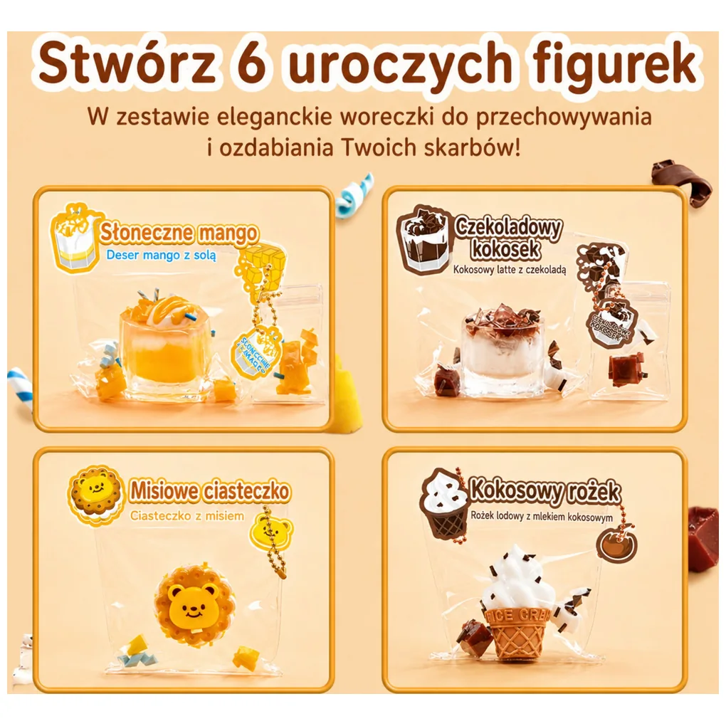 Zestaw Kreatywny Plastyczny Tworzenie Squishy Ozdobne Słodycze Napoje DIY - obrazek 6