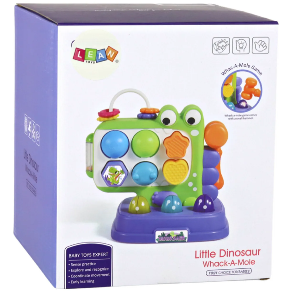 Dinozaur Panel Edukacyjny Whac-A-Mole Sorter Gra Dla Dzieci Fioletowy - obrazek 5