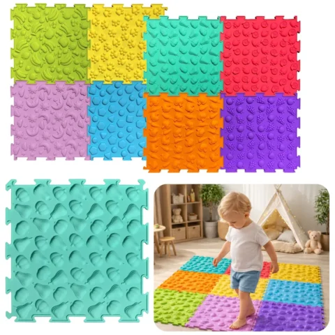 Ścieżka Sensoryczna Puzzle Kafelki Różne Struktury Kolory 24,5 cm 10 szt.