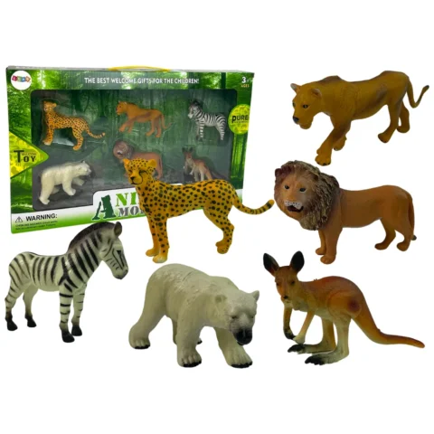 Zestaw Figurek Afryka Dzikie Zwierzęta Kangur Zebra