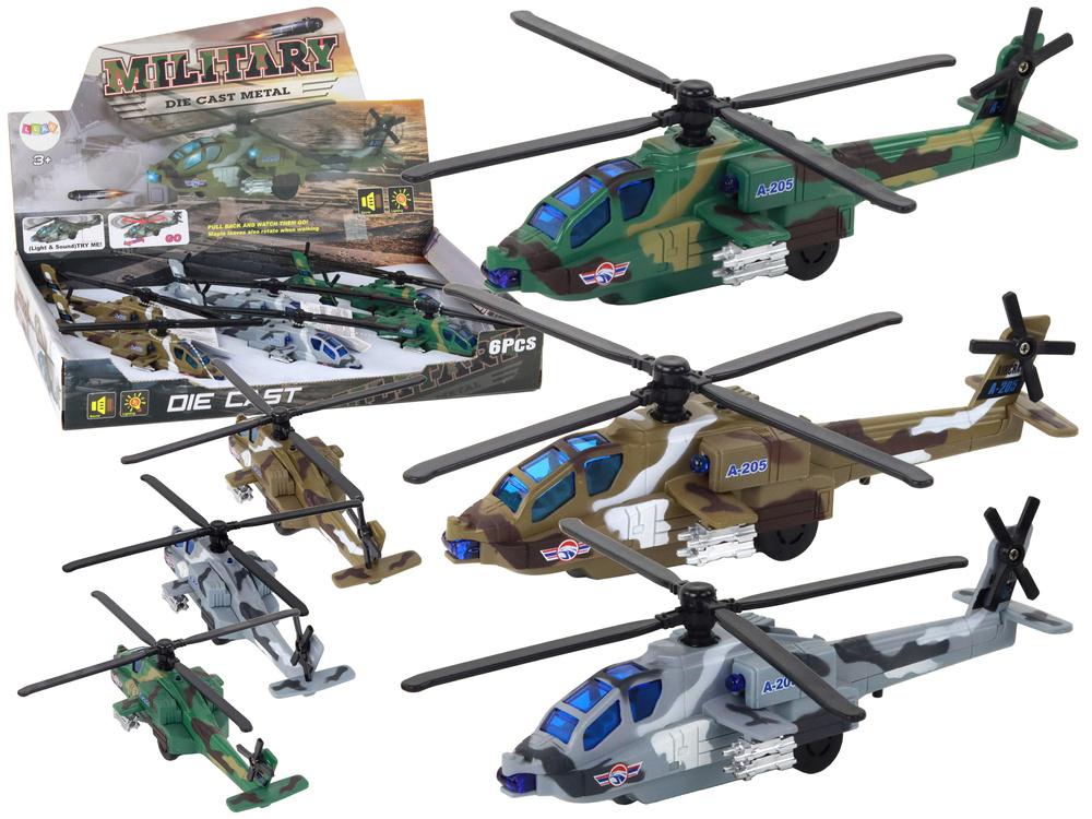 Helikopter Wojskowy Śmigłowiec Militarny Aluminiowy Mix  Dźwięk Światła