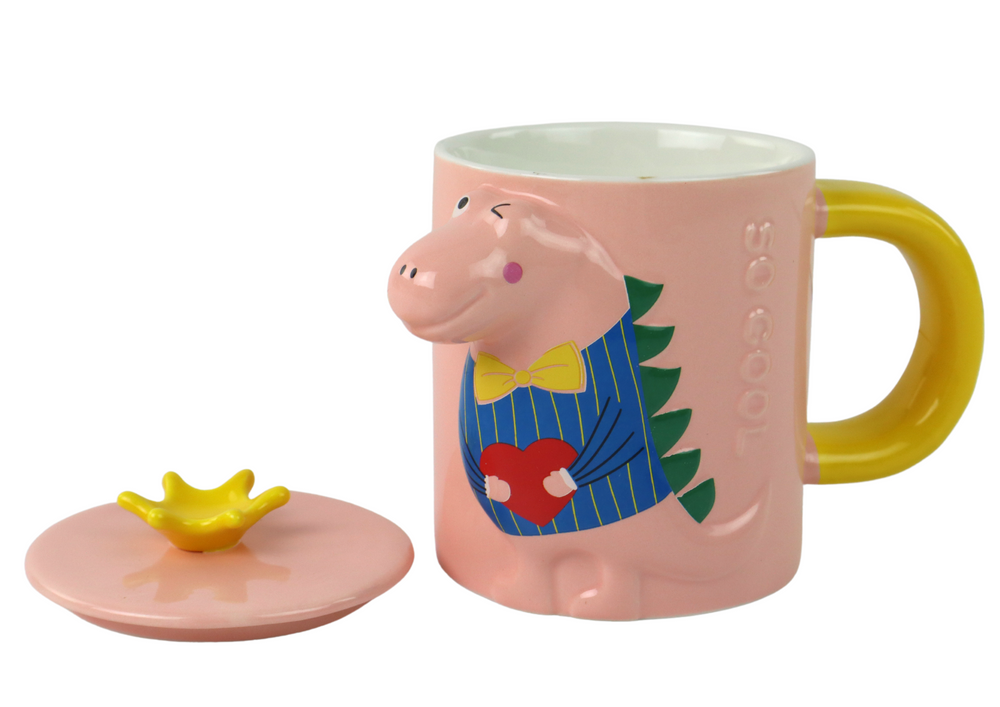 Kubek Z Przykrywką Dinozaur Różowy Dinozaur 400 ml