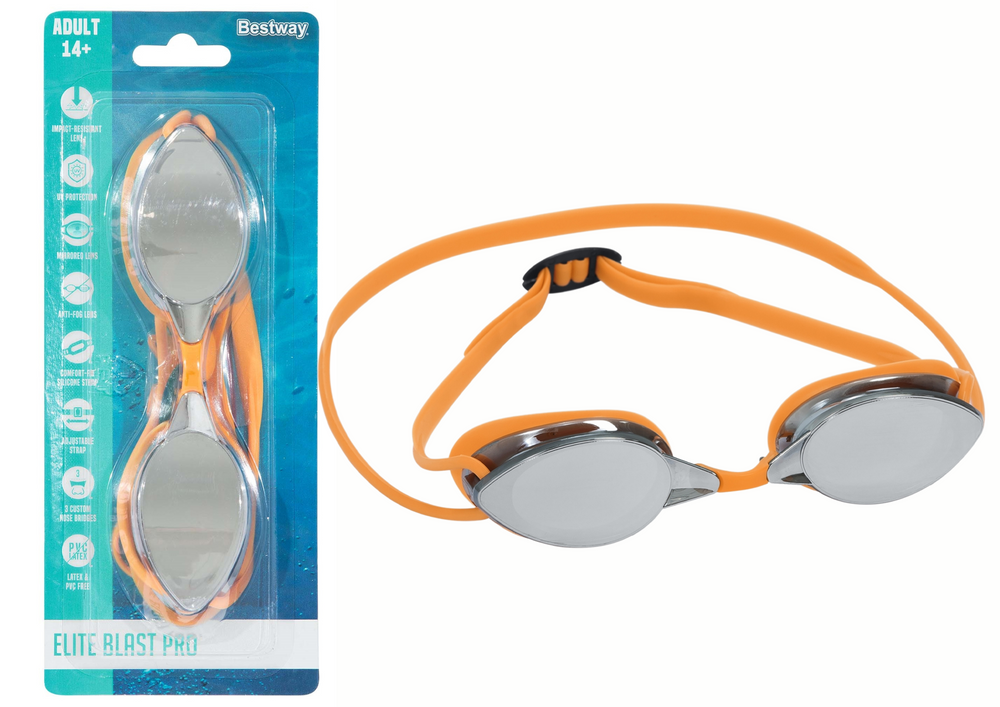 Okulary do Pływania Lustrzane Pomarańczowe Bestway 21066