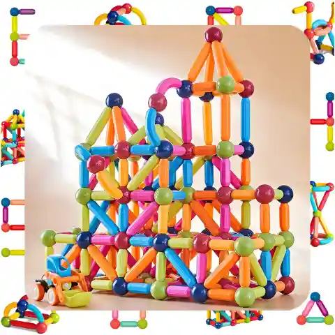 KLOCKI MAGNETYCZNE Konstrukcyjne 128el Patyczki Sticks Edukacyjne + Kuferek Rodzaj: zestaw