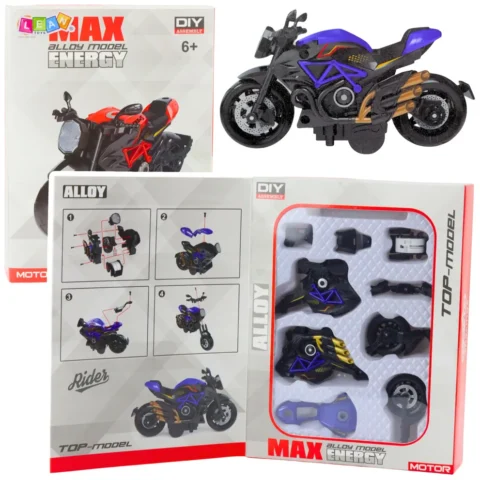 Motocykl Do Składania Skręcania Metal 1:14 DIY Czarno-Niebieski