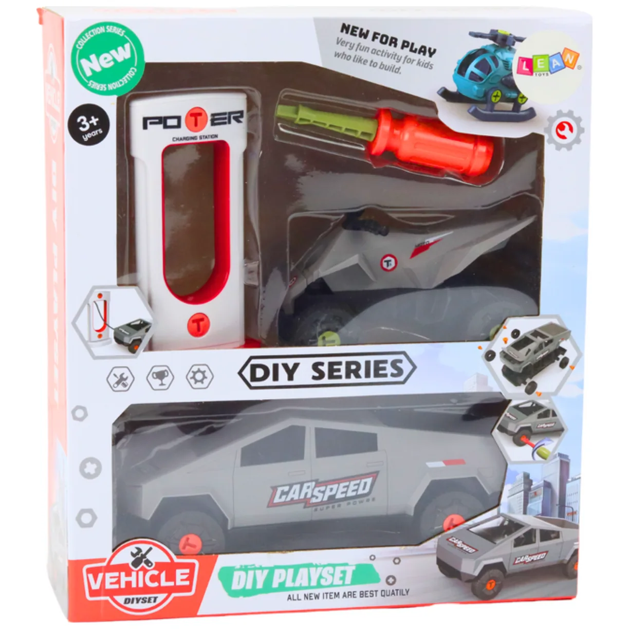 Zestaw Nowoczesne Auto z Quadem Do Rozkręcania DIY Szary - obrazek 5