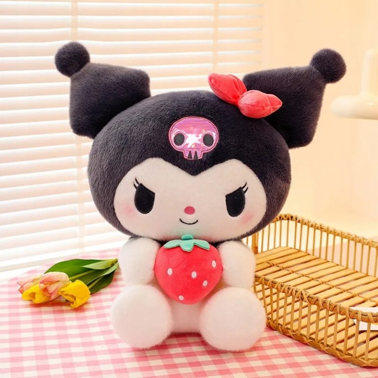 DUŻA WIELKA Maskotka Pluszowa Pluszak KUROMI Z TRUSKAWKĄ MY MELODY 50 CM Materiał: tkanina