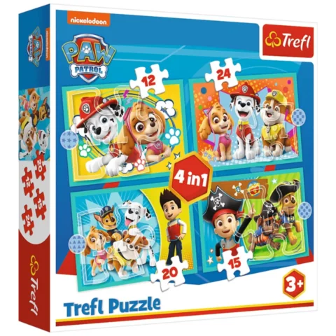 Puzzle - 4w1 (12, 15, 20, 24) - Wesoła ekipa Psiego Patrolu - Psi Patrol - Trefl 34346