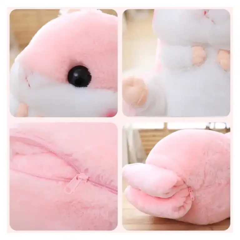 Chomik maskotka kocyk poduszka koc pluszowy komplet 3w1 różowy urodziny Szerokość produktu: 35 cm