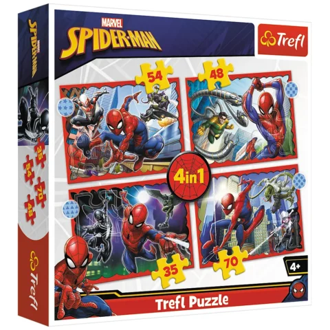Puzzle - 4w1 (35, 48, 54, 70) - Bohaterski Spider-Man - Trefl 34384