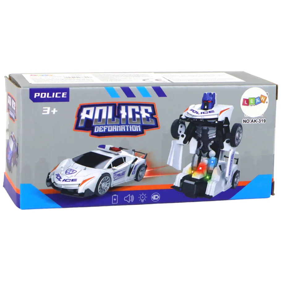 Samochód-Robot Policja Biały 2w1 Transformacja - obrazek 4
