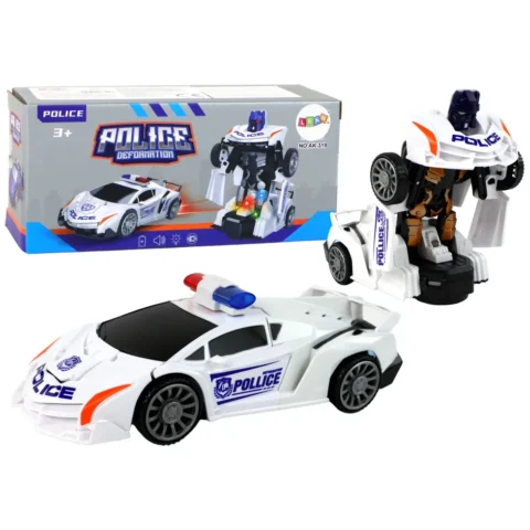 Samochód-Robot Policja Biały 2w1 Transformacja