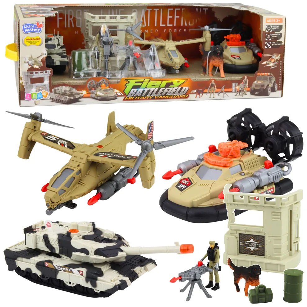 Zestaw Militarny Wojskowy Helikopter Czołg Poduszkowiec Żołnierz Baza
