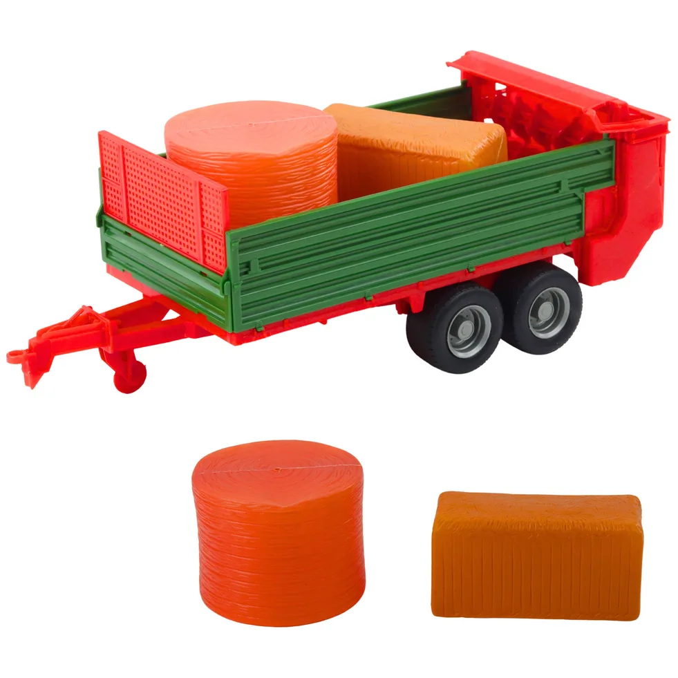 Traktor Rolniczy Farmerski Z Zieloną Przyczepą i Sianem Czerwony 62cm - obrazek 4