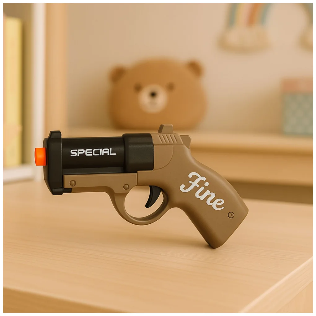 Mini Pistolet Broń Na Naboje I Łuski Czarno-Brązowy 13,5 cm - obrazek 3