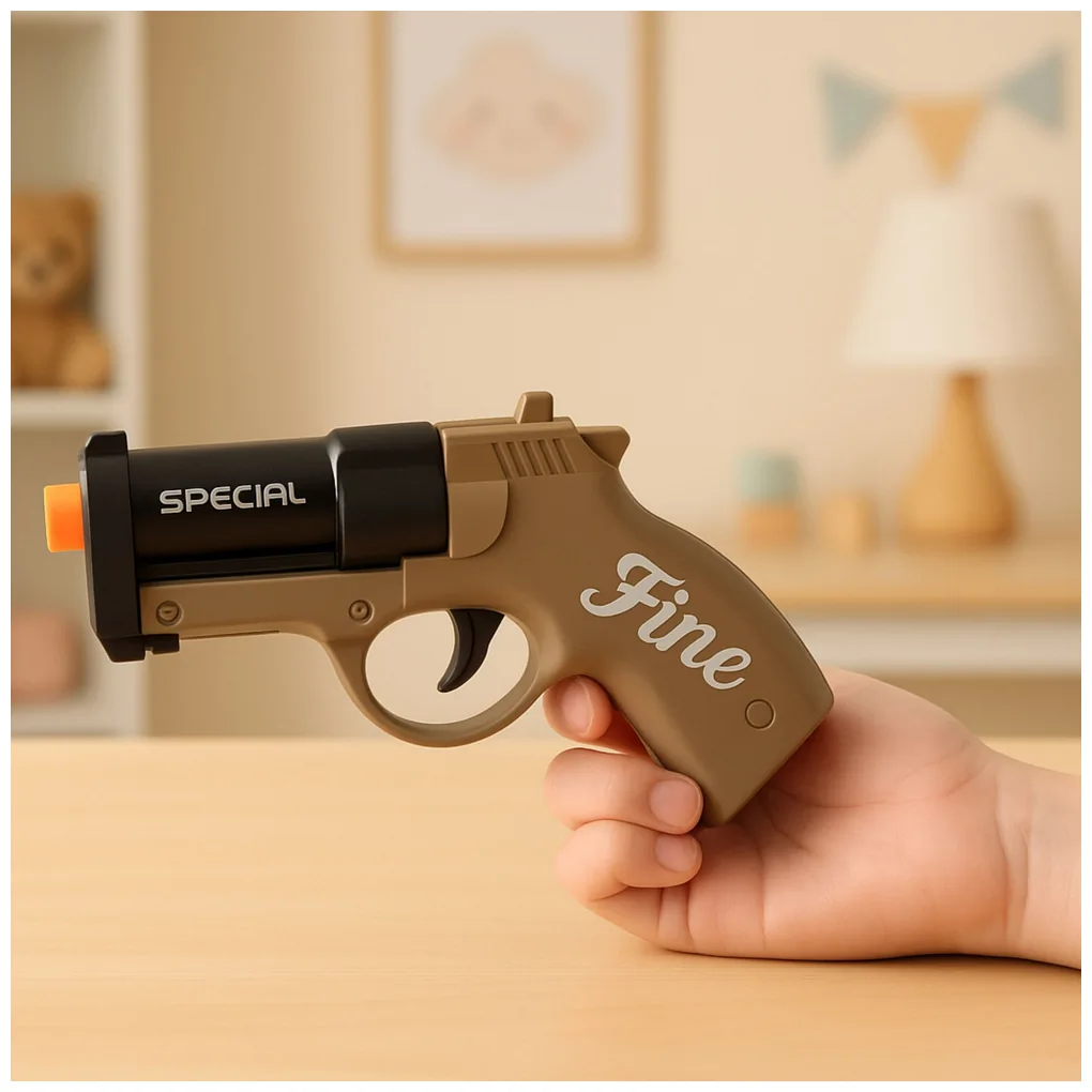 Mini Pistolet Broń Na Naboje I Łuski Czarno-Brązowy 13,5 cm - obrazek 5