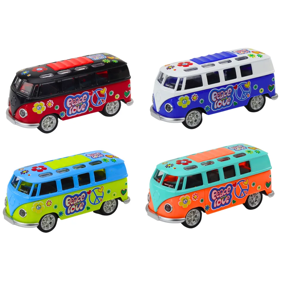 Camper Bus 1:32 Metalowy Światła Dźwięki Napęd Otwierane Drzwi - obrazek 2