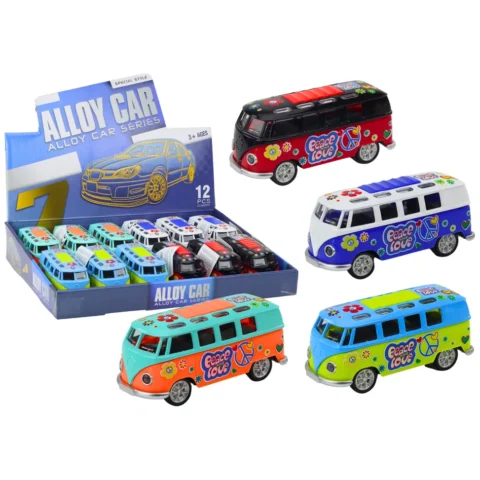 Camper Bus 1:32 Metalowy Światła Dźwięki Napęd Otwierane Drzwi