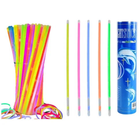 Opaski Fluorescencyjne 100 Sztuk Wiele Kolorów Świecące W Ciemności