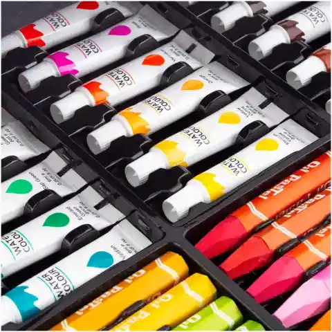 ZESTAW ARTYSTYCZNY DO RYSOWANIA MALOWANIA FARBY DLA DZIECKA WALIZKA 145 EL.